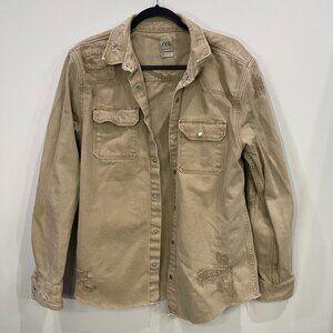 Zara Distressed Jacket Tan Size Large